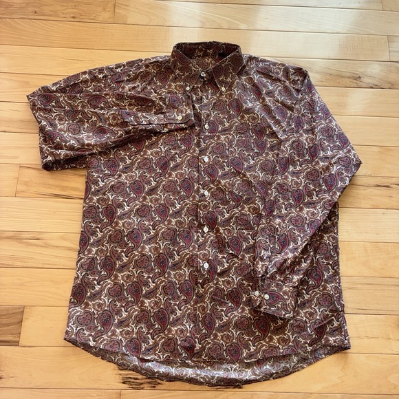 Burberrys of London Other - Vintage Burberry 90's Paisley Mosaic Red Multicolor Button Down Shirt L USA Made